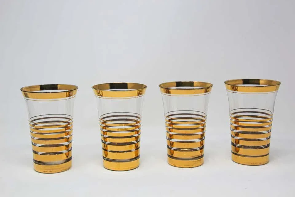 French Cocktail Glasses with 22-Karat Gold Design - Set of 4 - 7