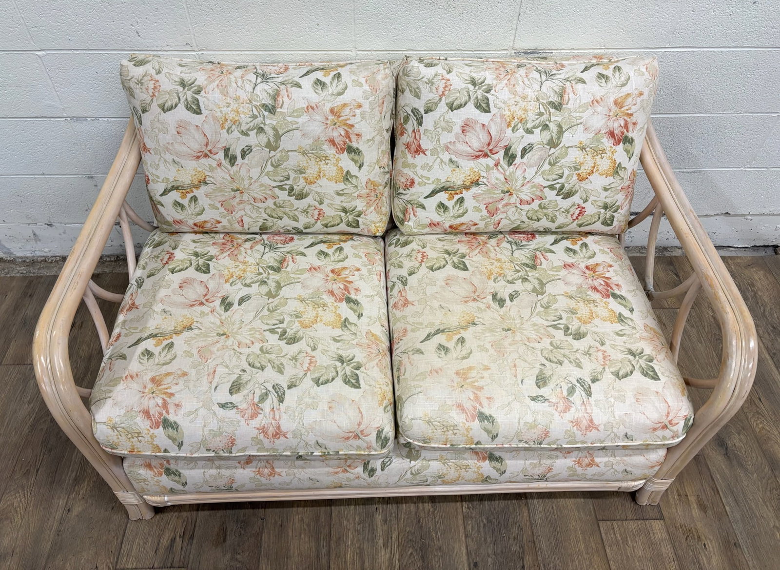 Vintage MCM Ficks Reed Style Organic Coastal Boho Style Rattan Loveseat Settee - 2