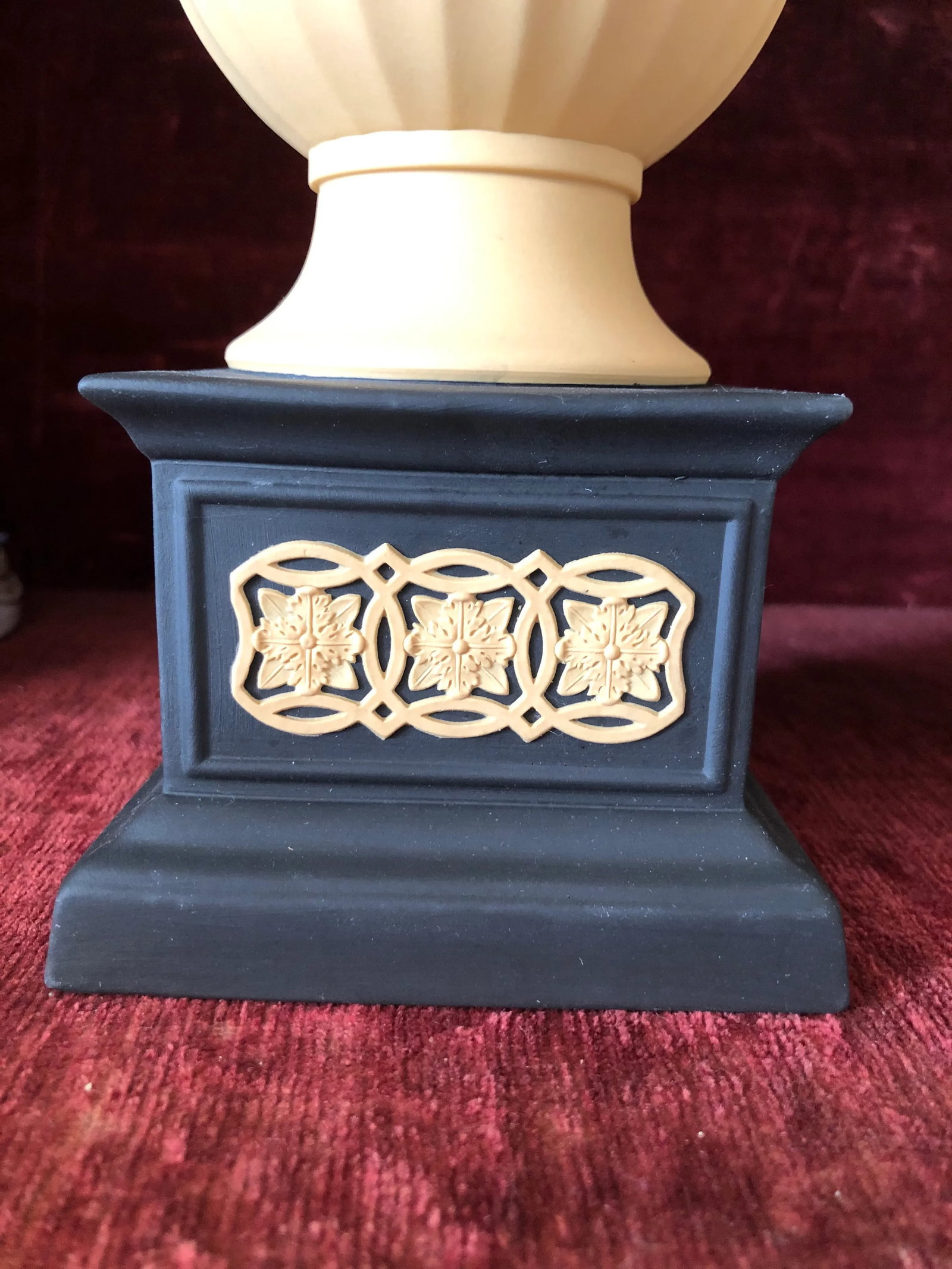 Wedgwood Library Collection Cane Black JasperWare Minerva Pedestal Vases - a Pair - 2