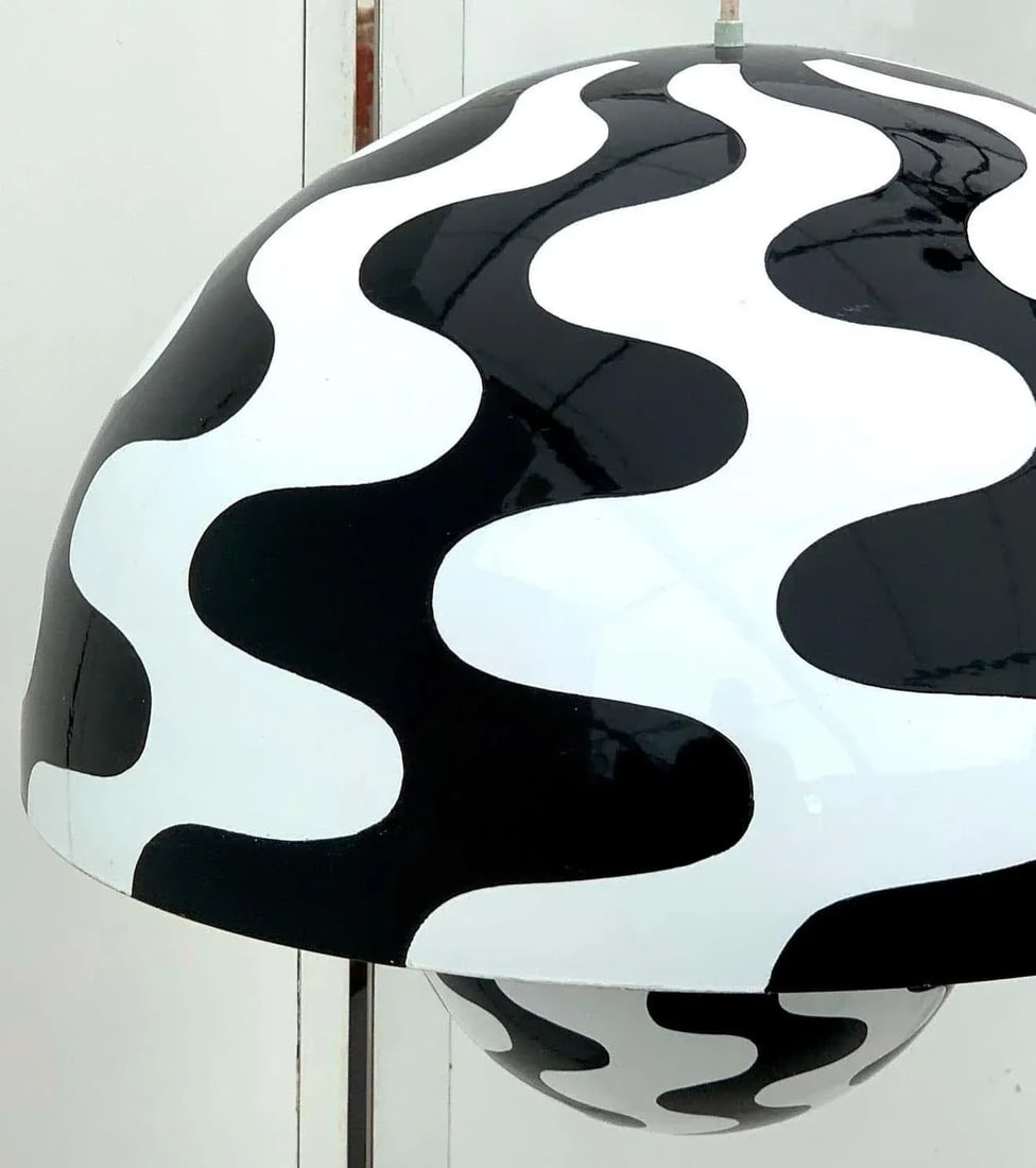 Mid 20th Century Flower Pot' Black & White Hanging Lamp by Verner Panton for Louis Poulsen, 1971 - 2