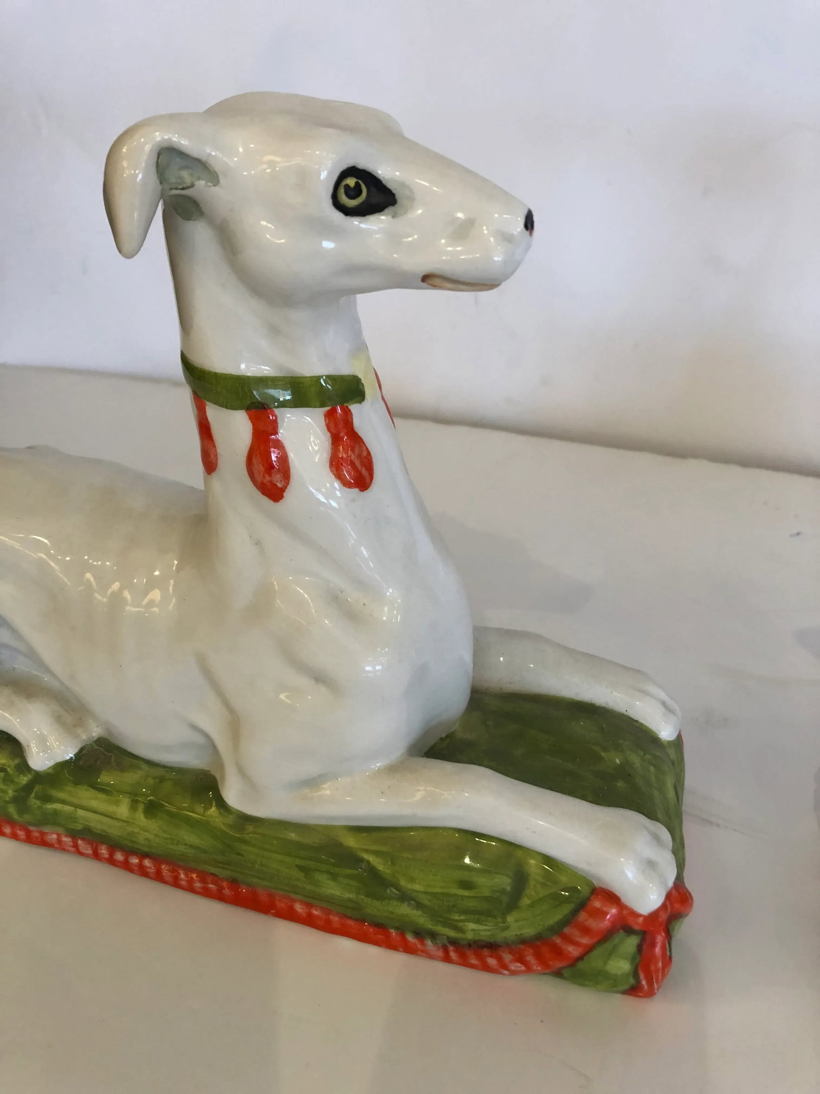 Italian Ceramic Recument Whippets Greyhounds Sculptures -A Pair - 3