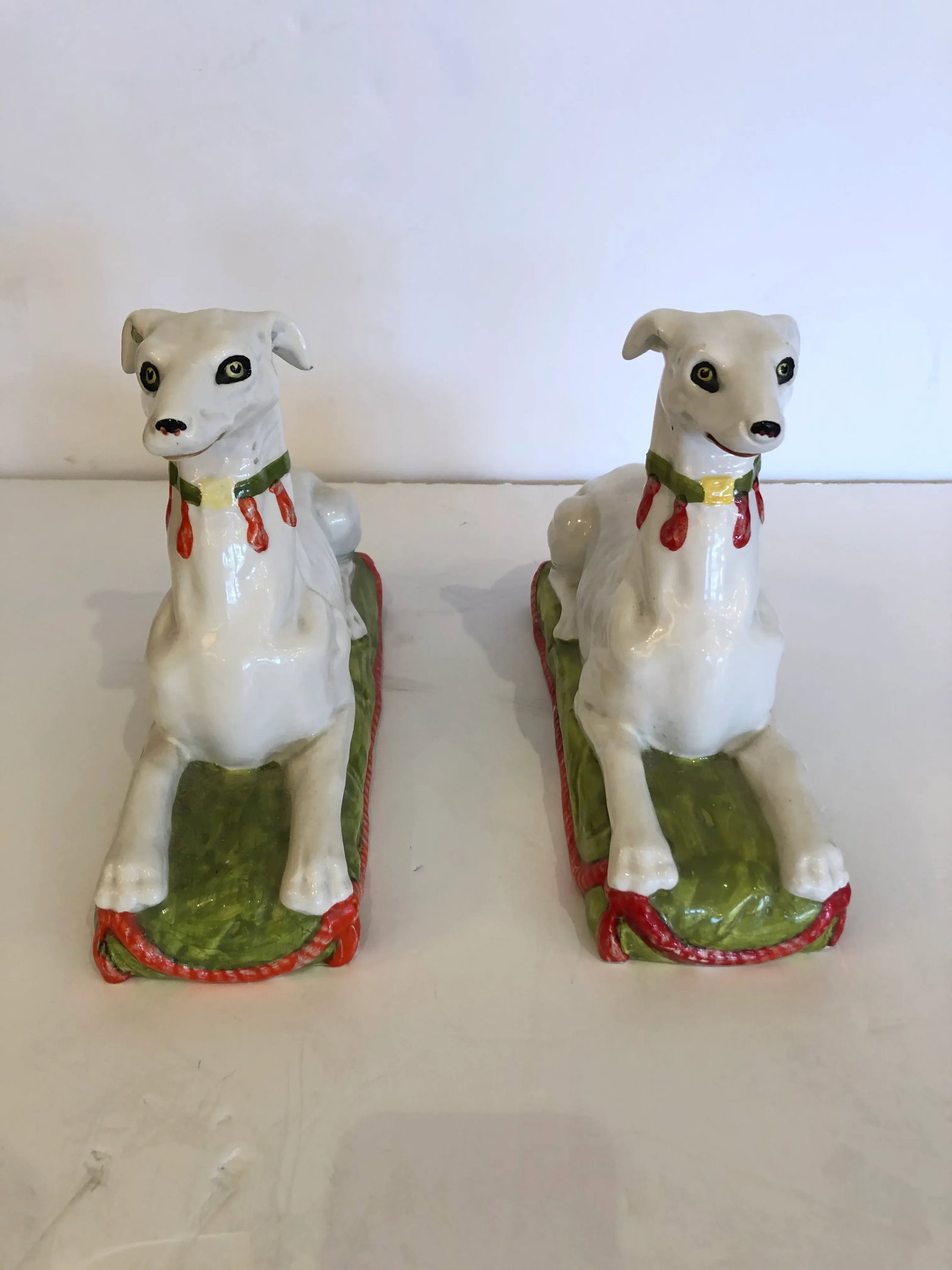 Italian Ceramic Recument Whippets Greyhounds Sculptures -A Pair - 4