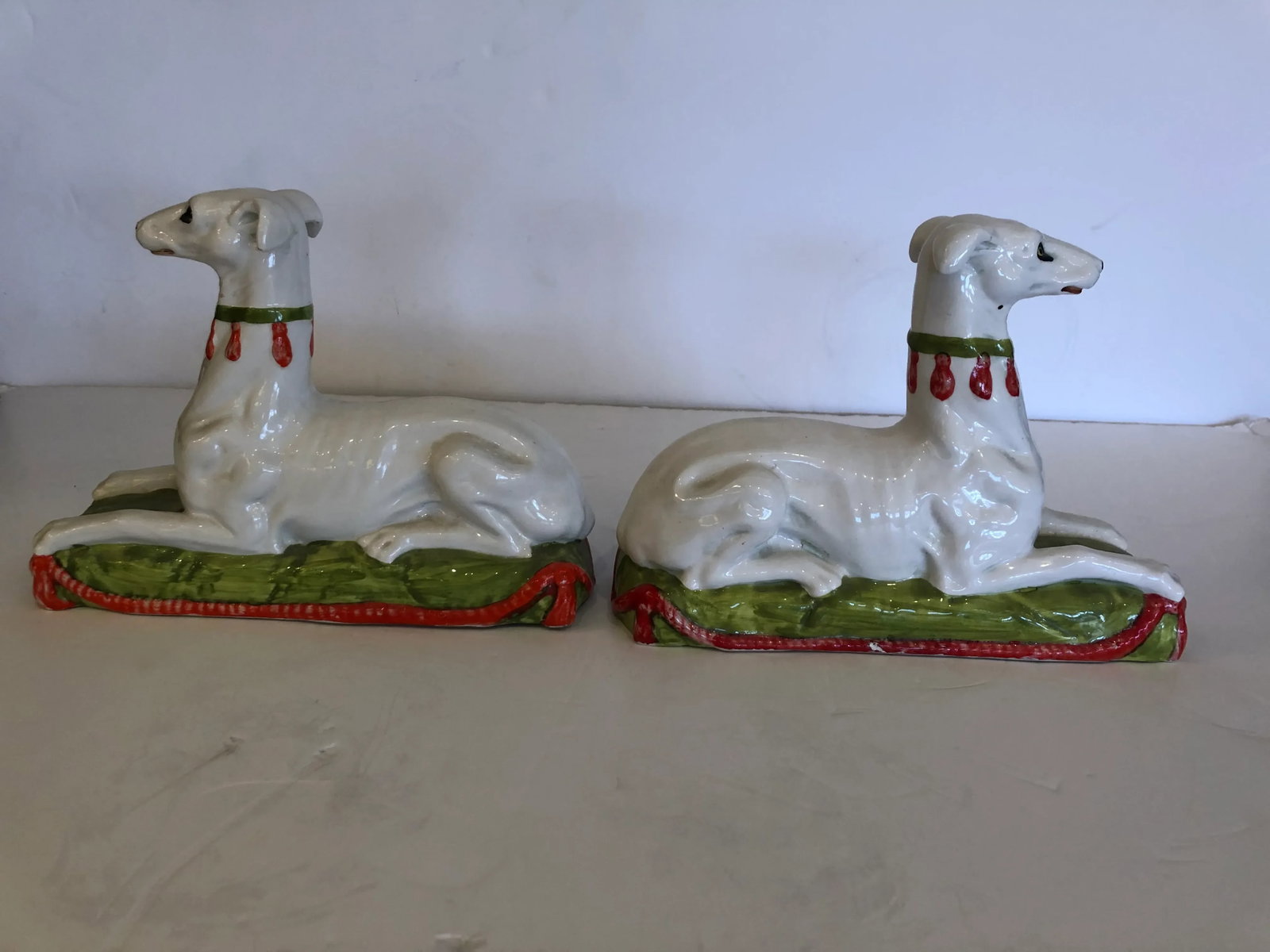 Italian Ceramic Recument Whippets Greyhounds Sculptures -A Pair - 7