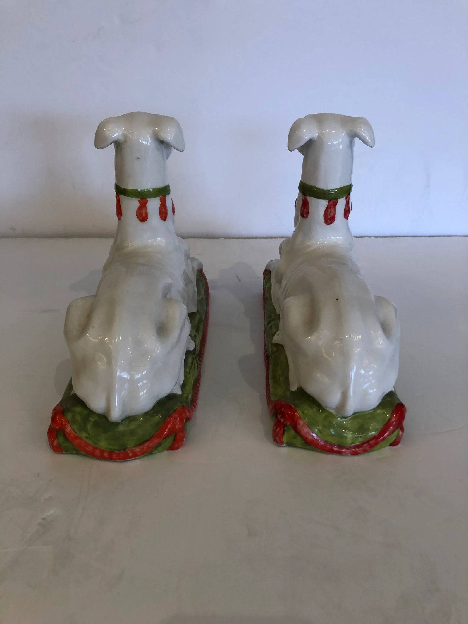 Italian Ceramic Recument Whippets Greyhounds Sculptures -A Pair - 8