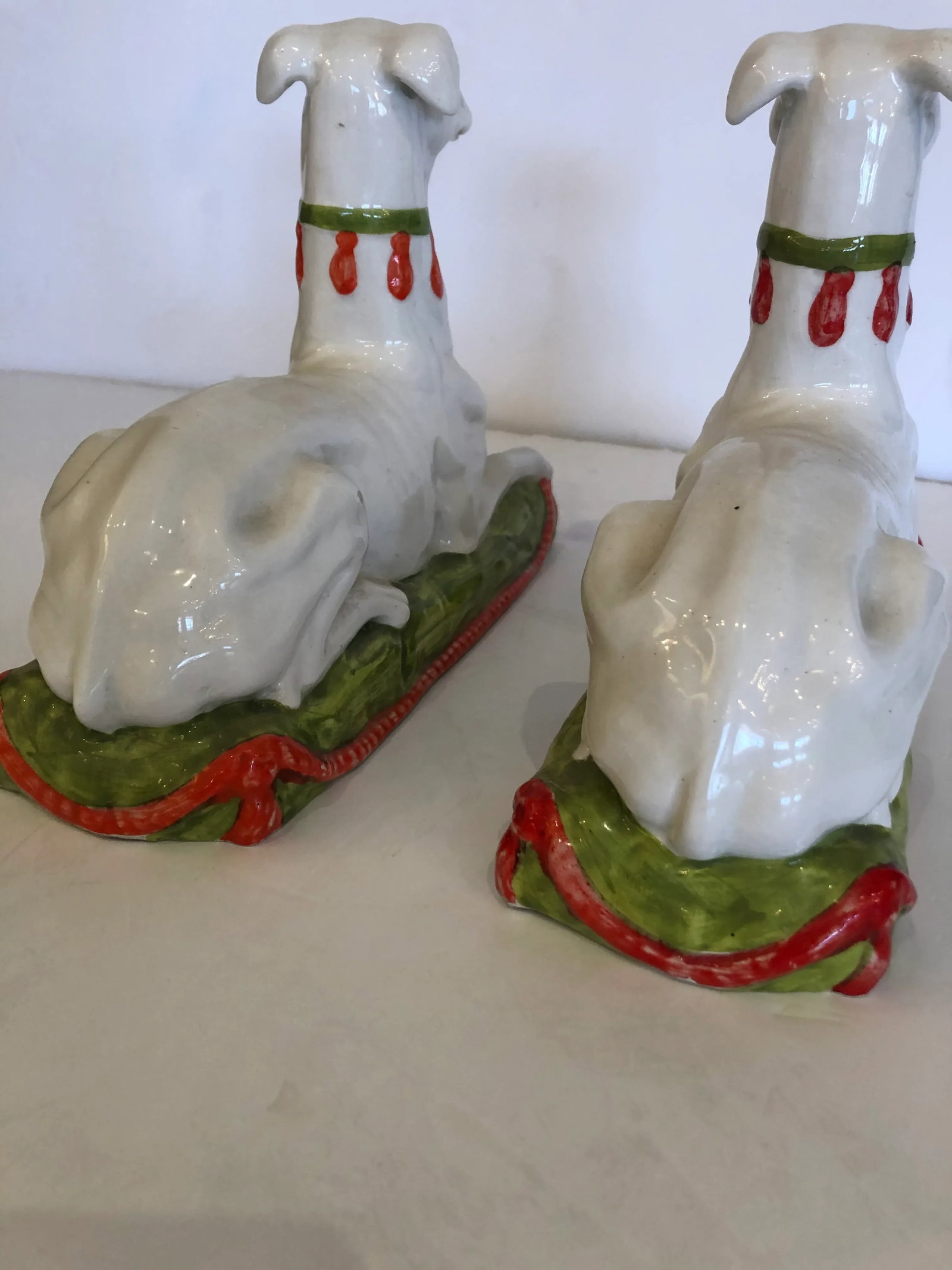 Italian Ceramic Recument Whippets Greyhounds Sculptures -A Pair - 9