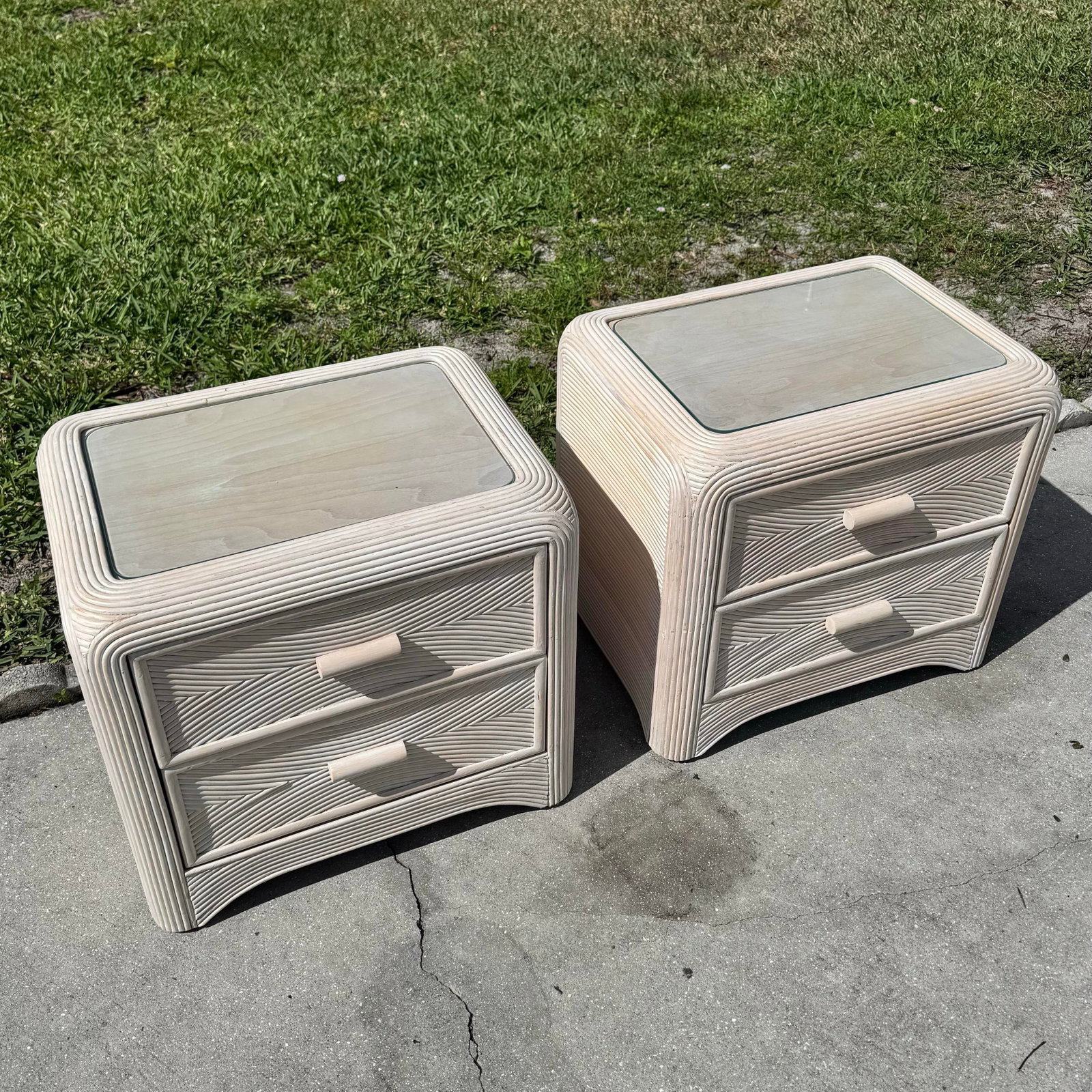 Boho Chic Waterfall Pencil Reed Nightstands - A Pair - 2