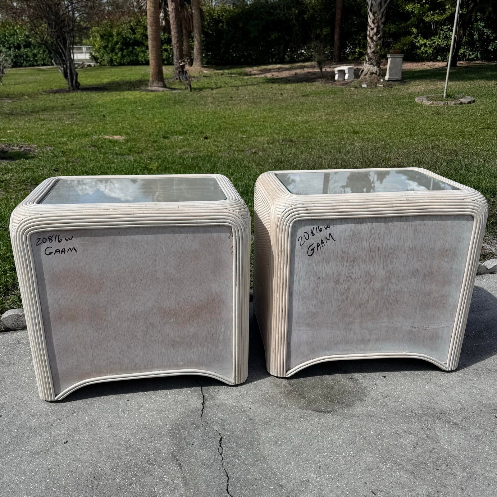 Boho Chic Waterfall Pencil Reed Nightstands - A Pair - 8