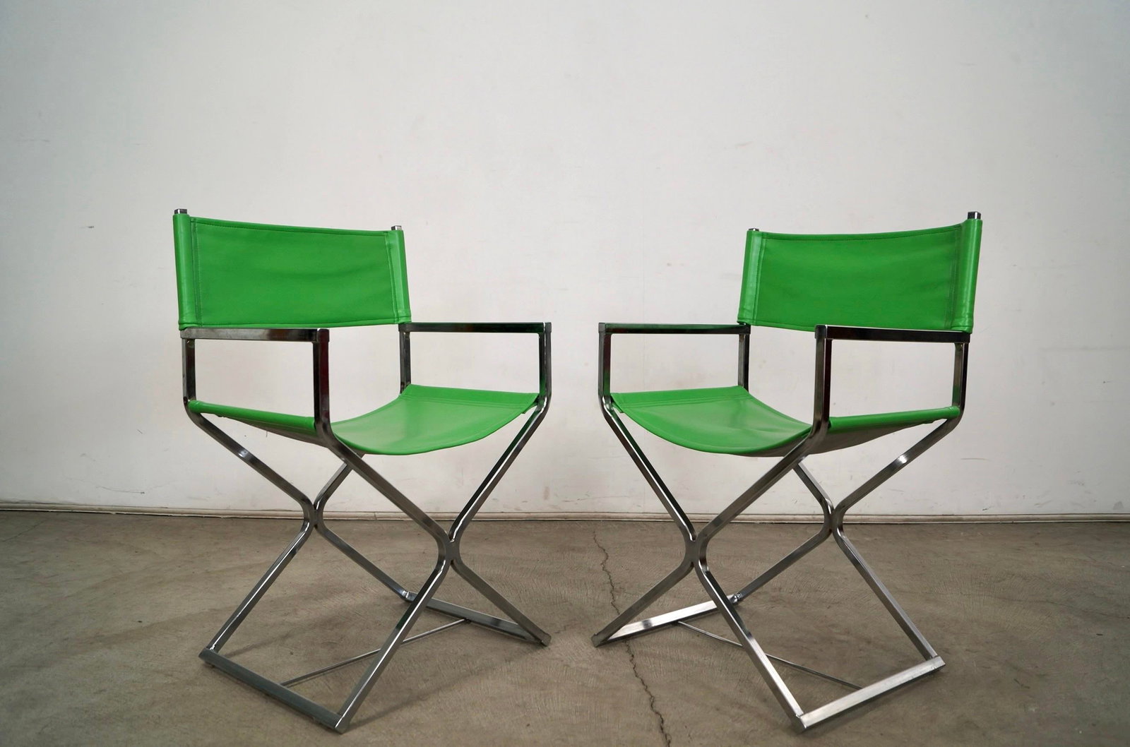 1970's Mid-Century Modern Chrome Director's Chairs - A Pair - 2