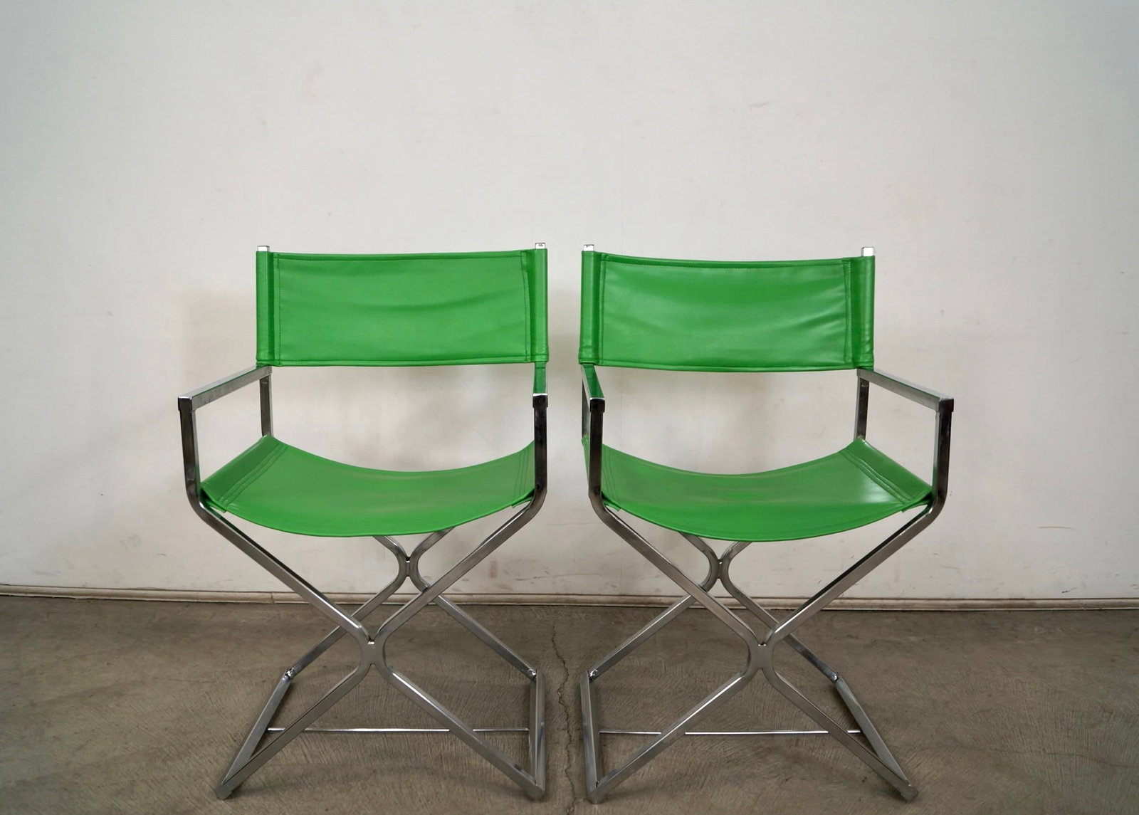 1970's Mid-Century Modern Chrome Director's Chairs - A Pair - 3