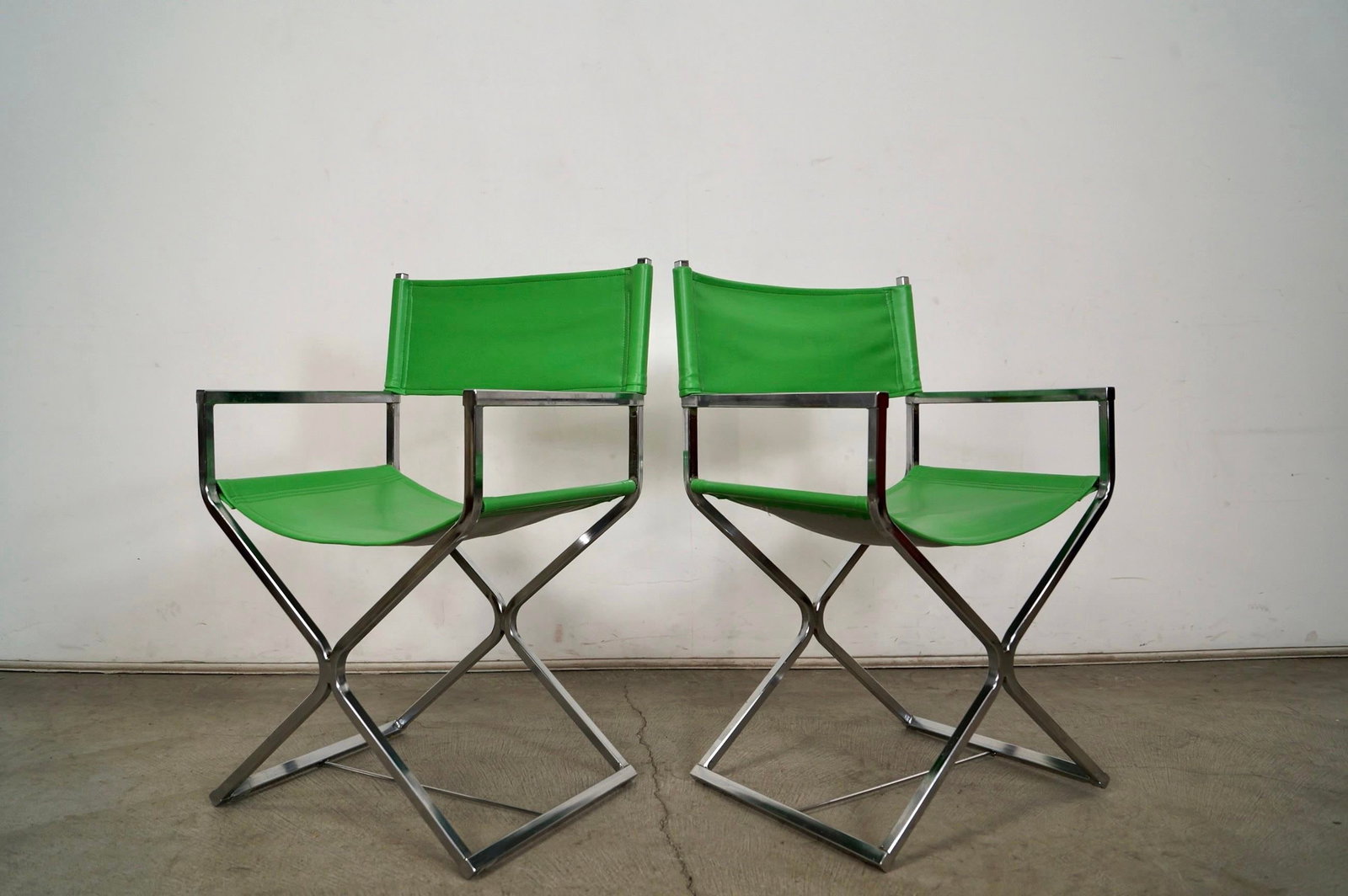 1970's Mid-Century Modern Chrome Director's Chairs - A Pair - 4