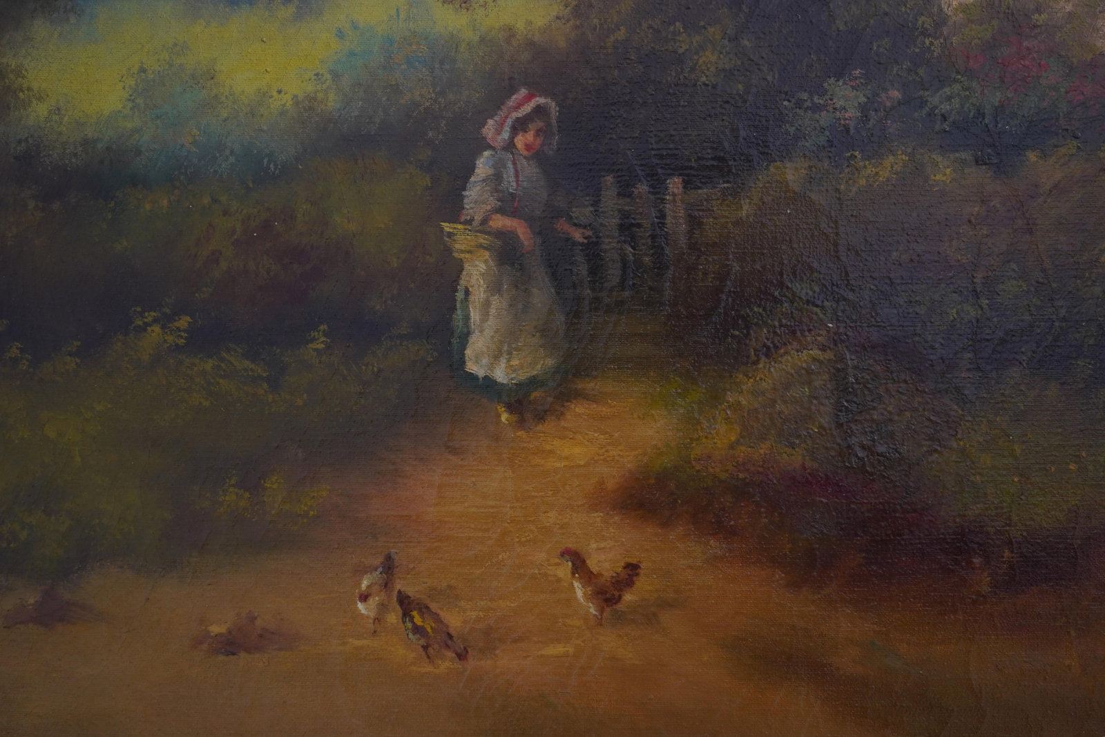 Henry T. Harvey Oil on Canvas Painting of Cottage Farmhouse - Signed - 6
