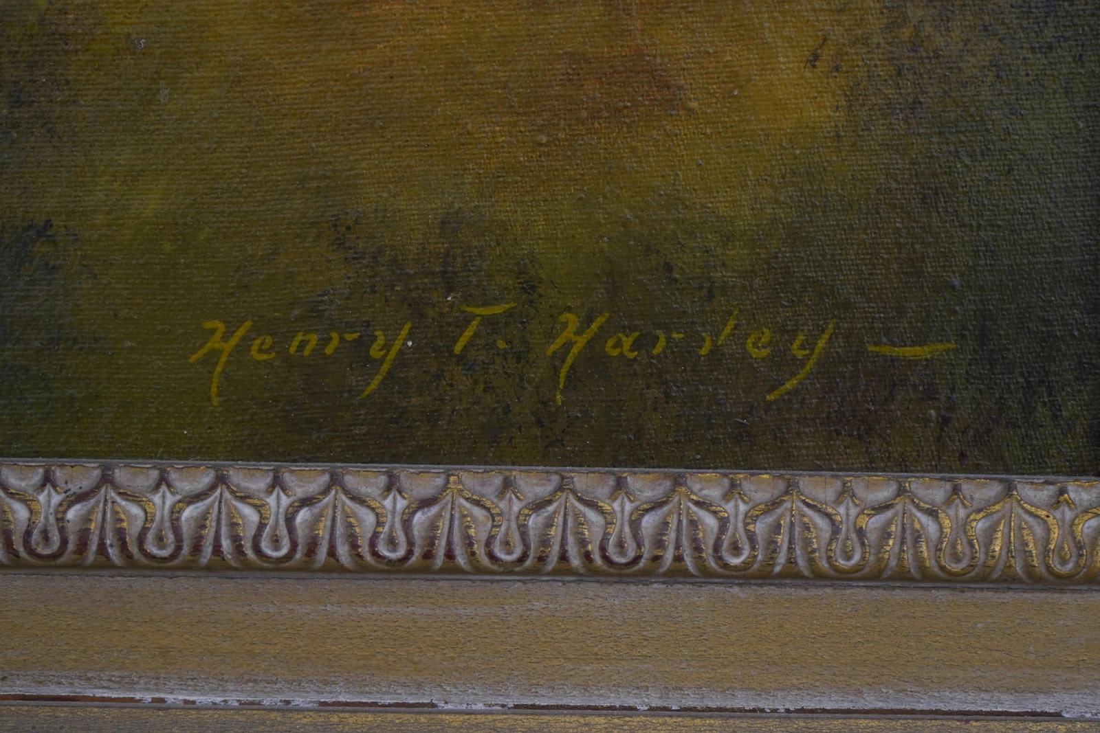 Henry T. Harvey Oil on Canvas Painting of Cottage Farmhouse - Signed - 8