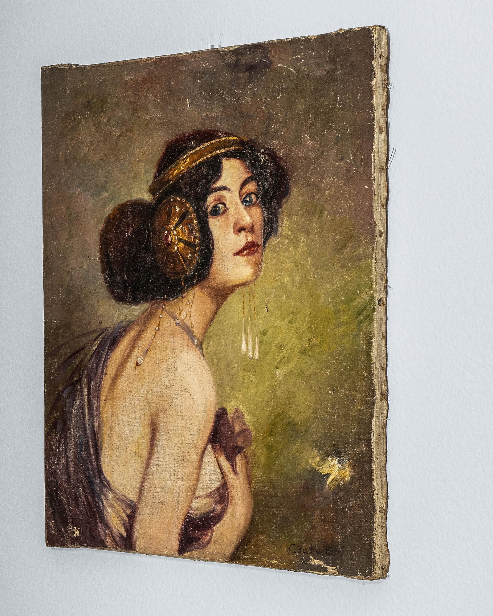 1910s French Signed Oil on Canvas Portrait - 6
