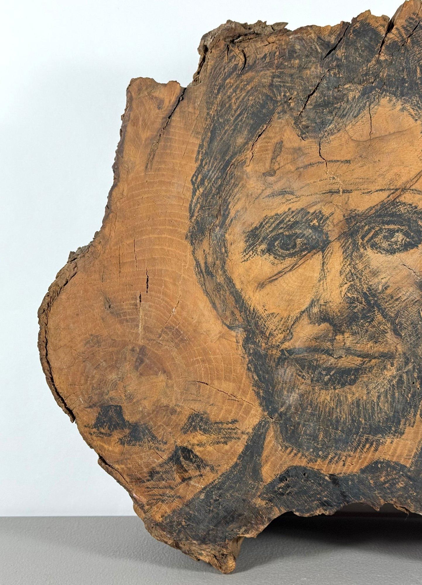 Rare 19th-Century Folk Art Abraham Lincoln Portrait on Old-Growth Wood Slab With Klondike Gold Rush - 5