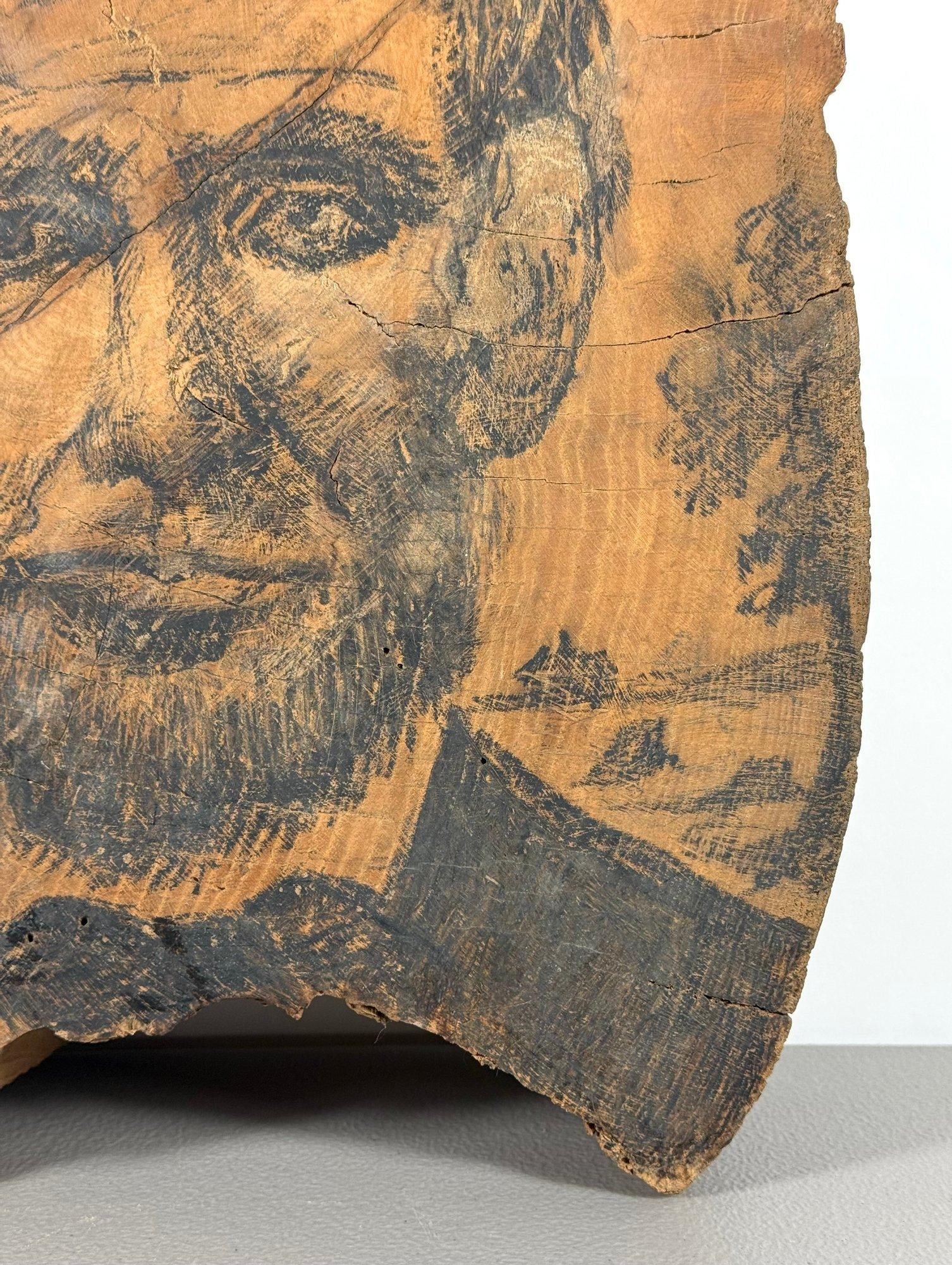 Rare 19th-Century Folk Art Abraham Lincoln Portrait on Old-Growth Wood Slab With Klondike Gold Rush - 7