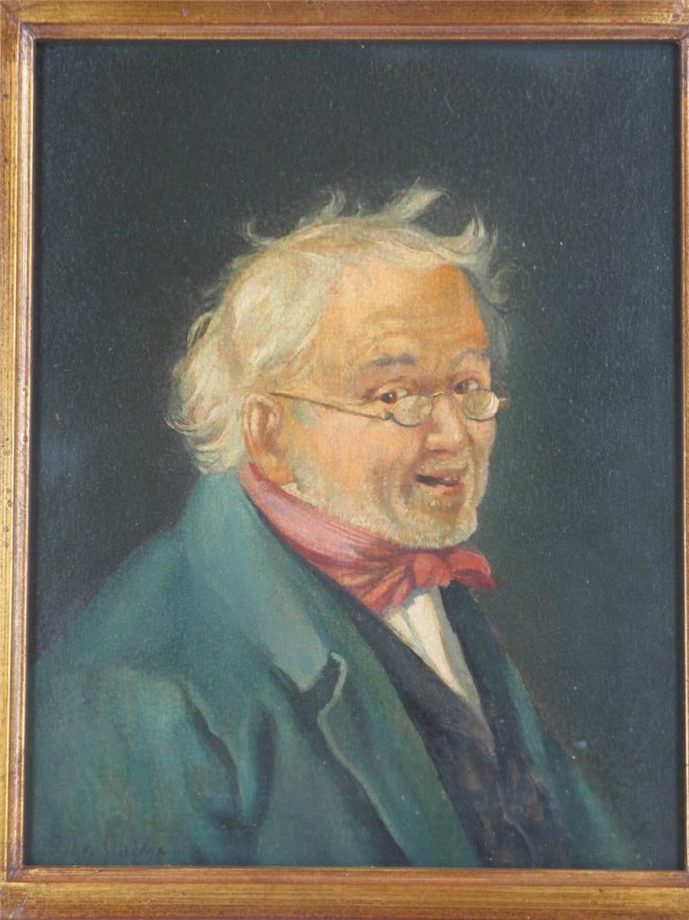 Art Panting Max Gaisser Portrait of Gentleman Oil on Panel Antique Gold Framed - 7