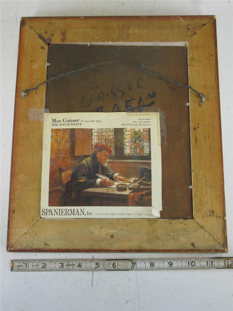 Art Panting Max Gaisser Portrait of Gentleman Oil on Panel Antique Gold Framed - 9