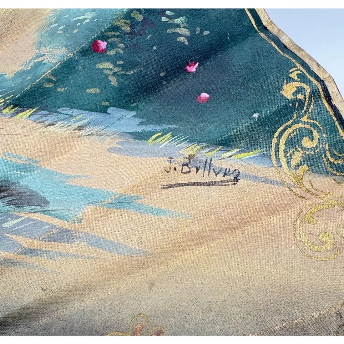 Late 19th Century Signed J Billvas Hand Painted Silk Fan in Original Simon Loscertales Bona Roma Box - 3