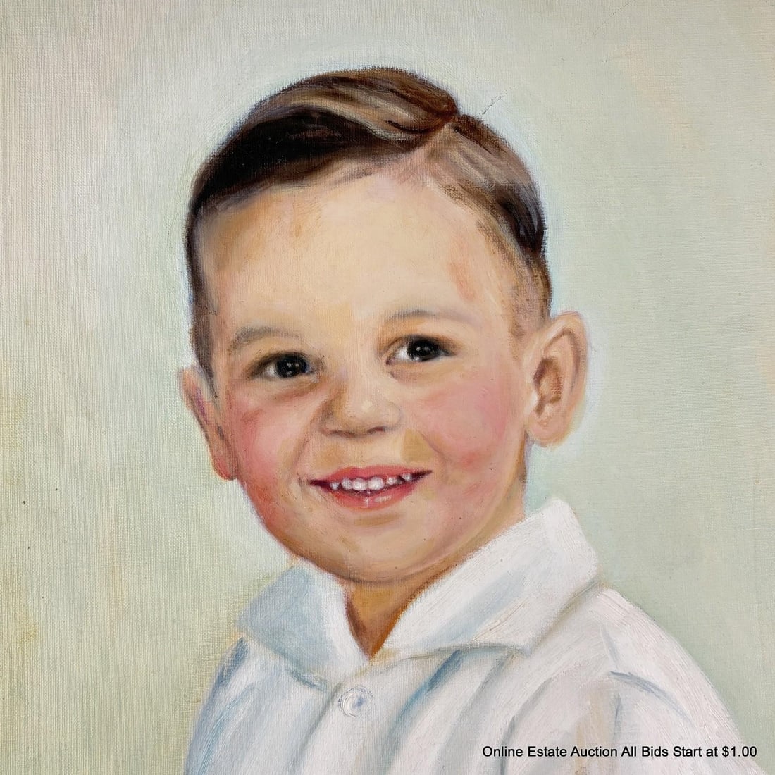 Vintage Mid-Century Oil Portrait of a Young Boy by Masuko Nakafuji - 2