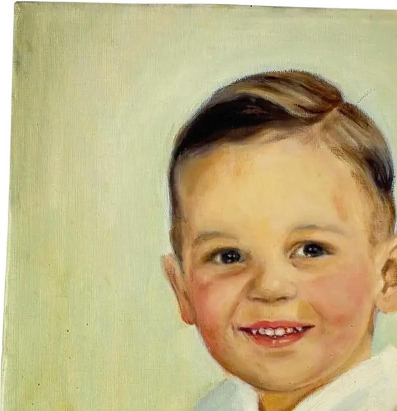 Vintage Mid-Century Oil Portrait of a Young Boy by Masuko Nakafuji - 7