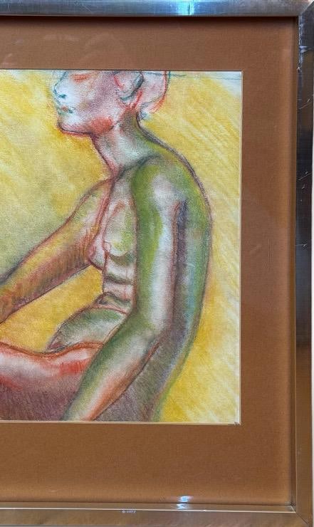 1990s Original Andi Pepper Expressive Nude Figure Study Drawing Vibrant Mid Century Modern Style - 4