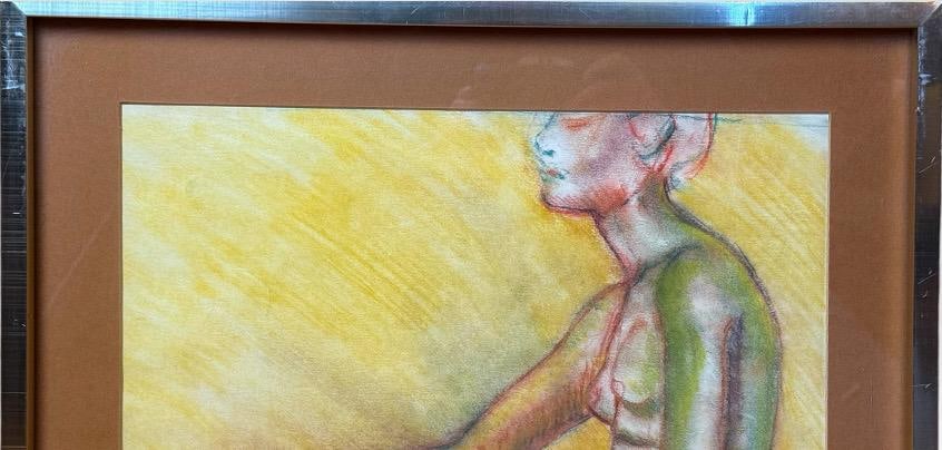 1990s Original Andi Pepper Expressive Nude Figure Study Drawing Vibrant Mid Century Modern Style - 5