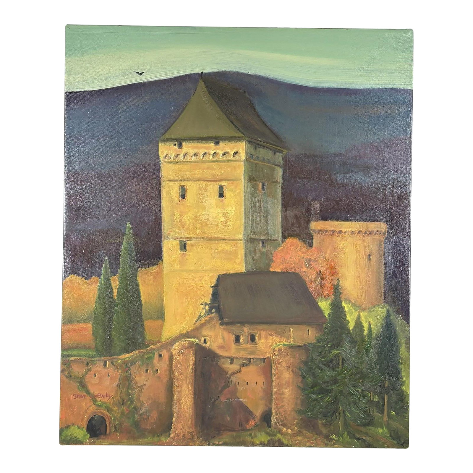 "Home to Roost" - Original Oil on Canvas by Steve Le Bailly: "Home to Roost" - Original Oil on Canvas by Steve Le Bailly A captivating and atmospheric oil painting titled "Home to Roost" by the late Seattle-based artist and historian Steve Le Bailly (d. 2024). 