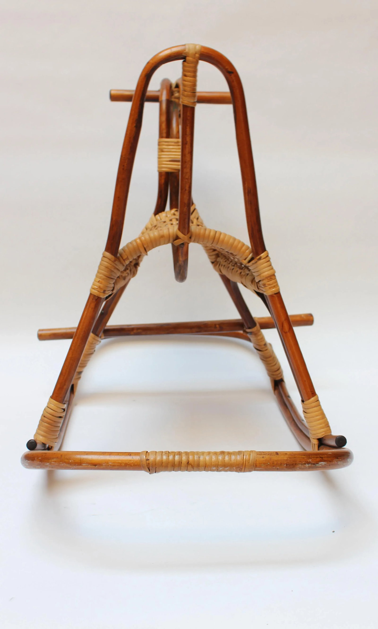 Mid-Century Italian Modern Bamboo and Rattan Rocking Horse Attributed to Albini - 5