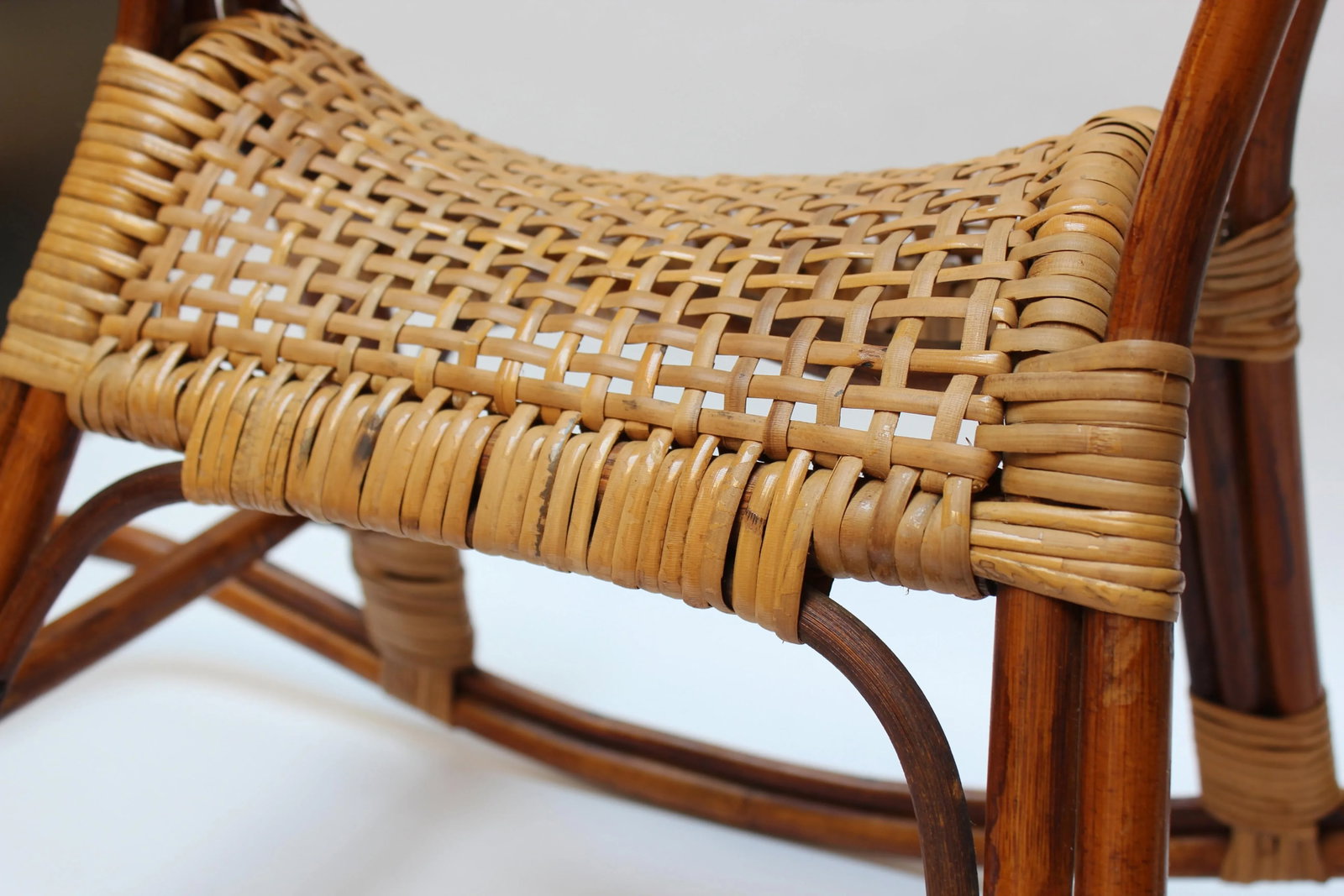 Mid-Century Italian Modern Bamboo and Rattan Rocking Horse Attributed to Albini - 7