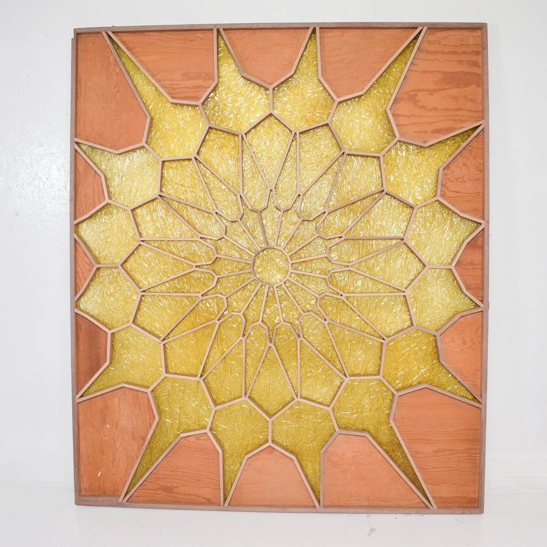 1960s Modern Sunburst Custom Room Divider Screen Wood Door Panel - 9