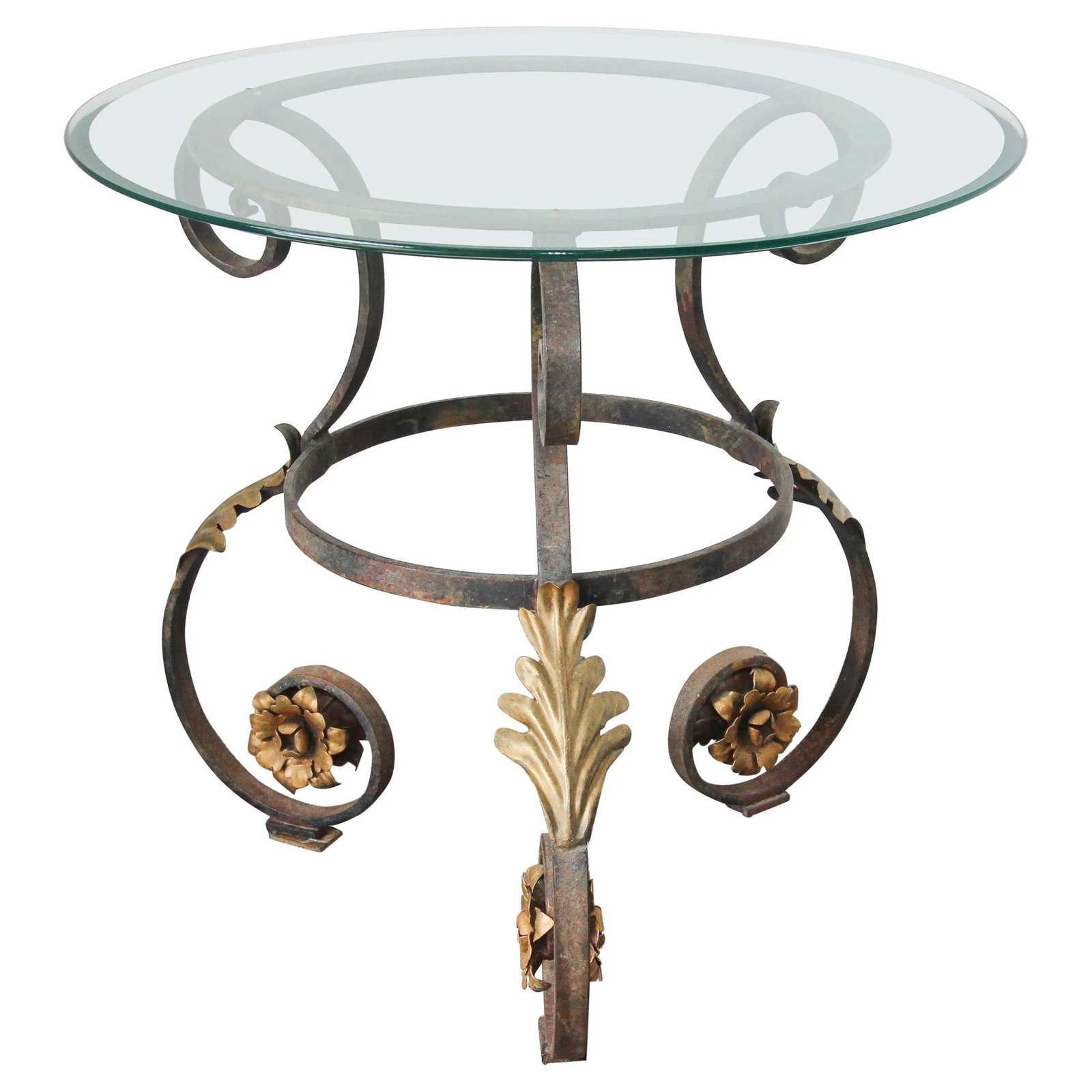 Art Nouveau Italian Glass Table top with Iron frame Indoor or Outdoor - 12