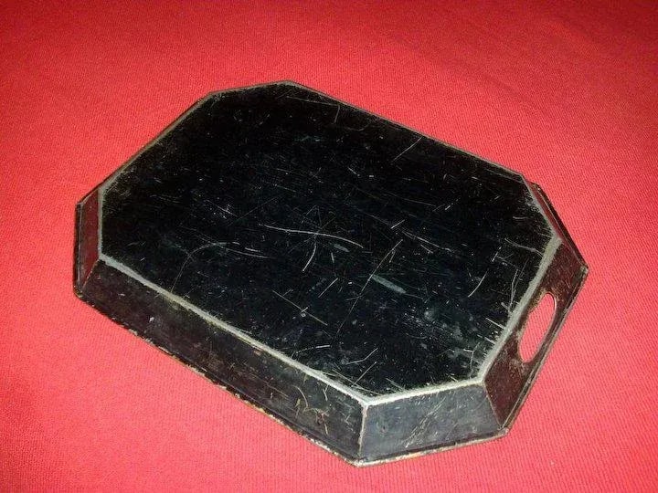 1810 English Regency Gilt Penwork Tole Tray - 4