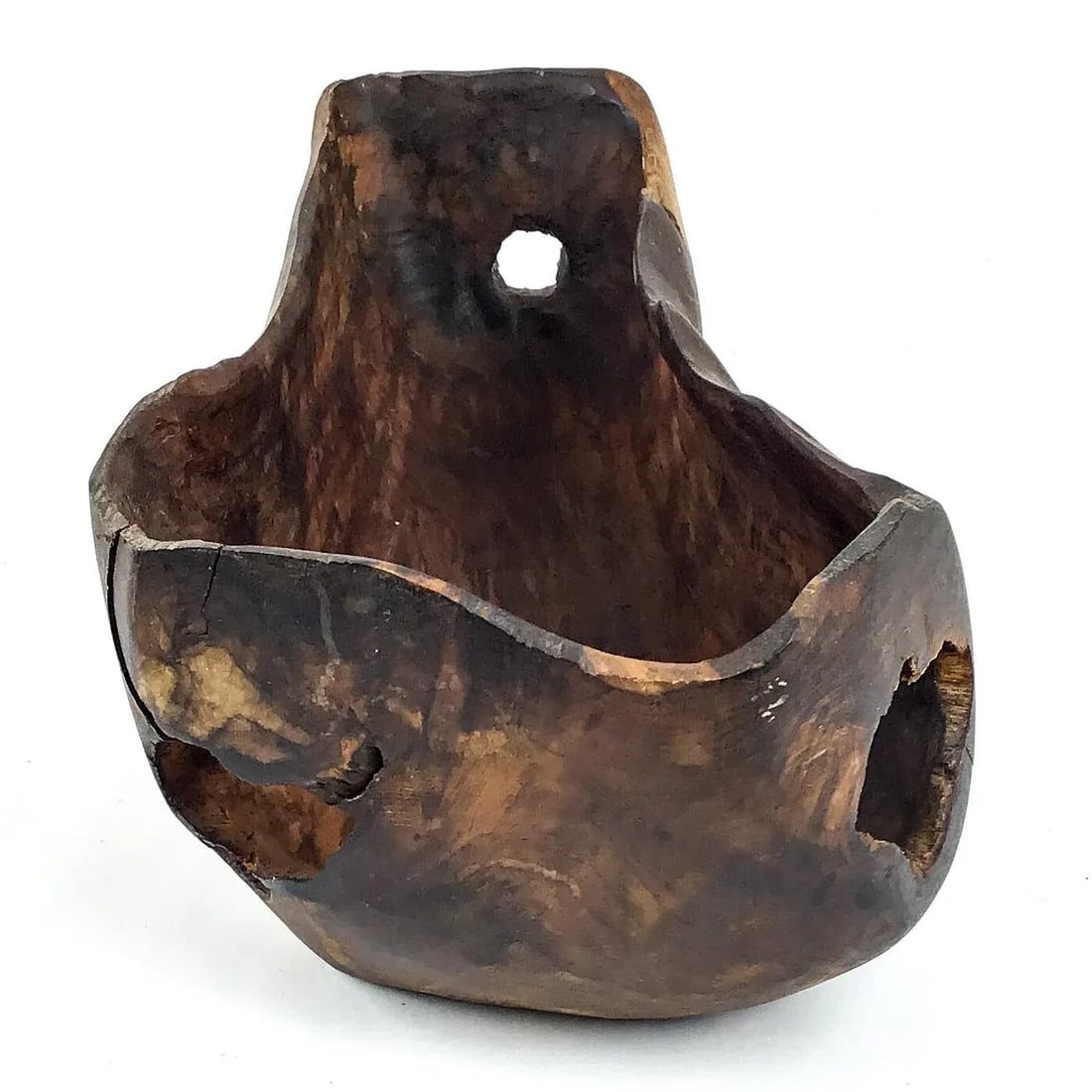 Vintage Live Edge Wood Gourd Planter Bowl Trinket Display - 2