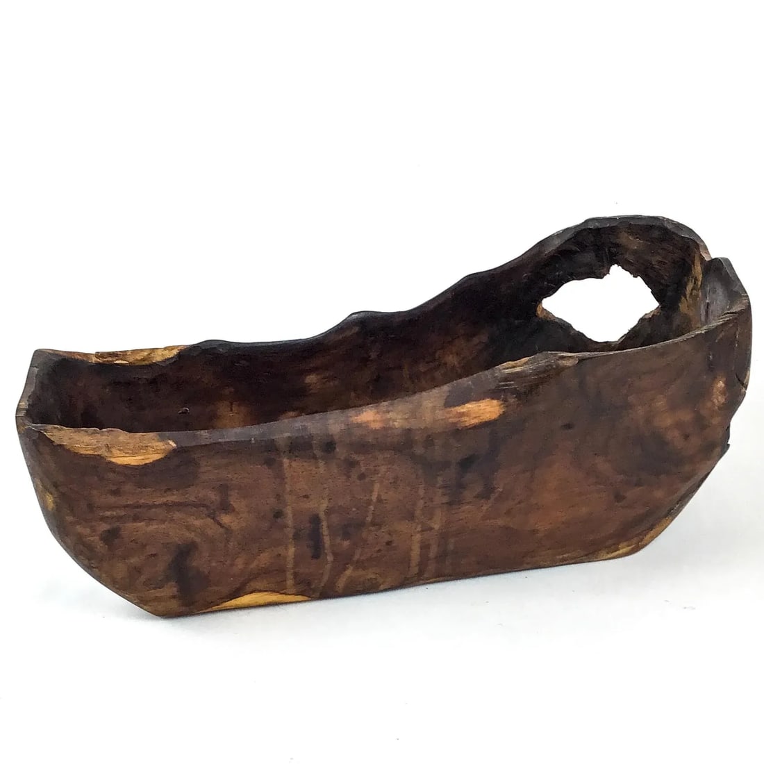 Vintage Live Edge Wood Gourd Planter Bowl Trinket Display - 4