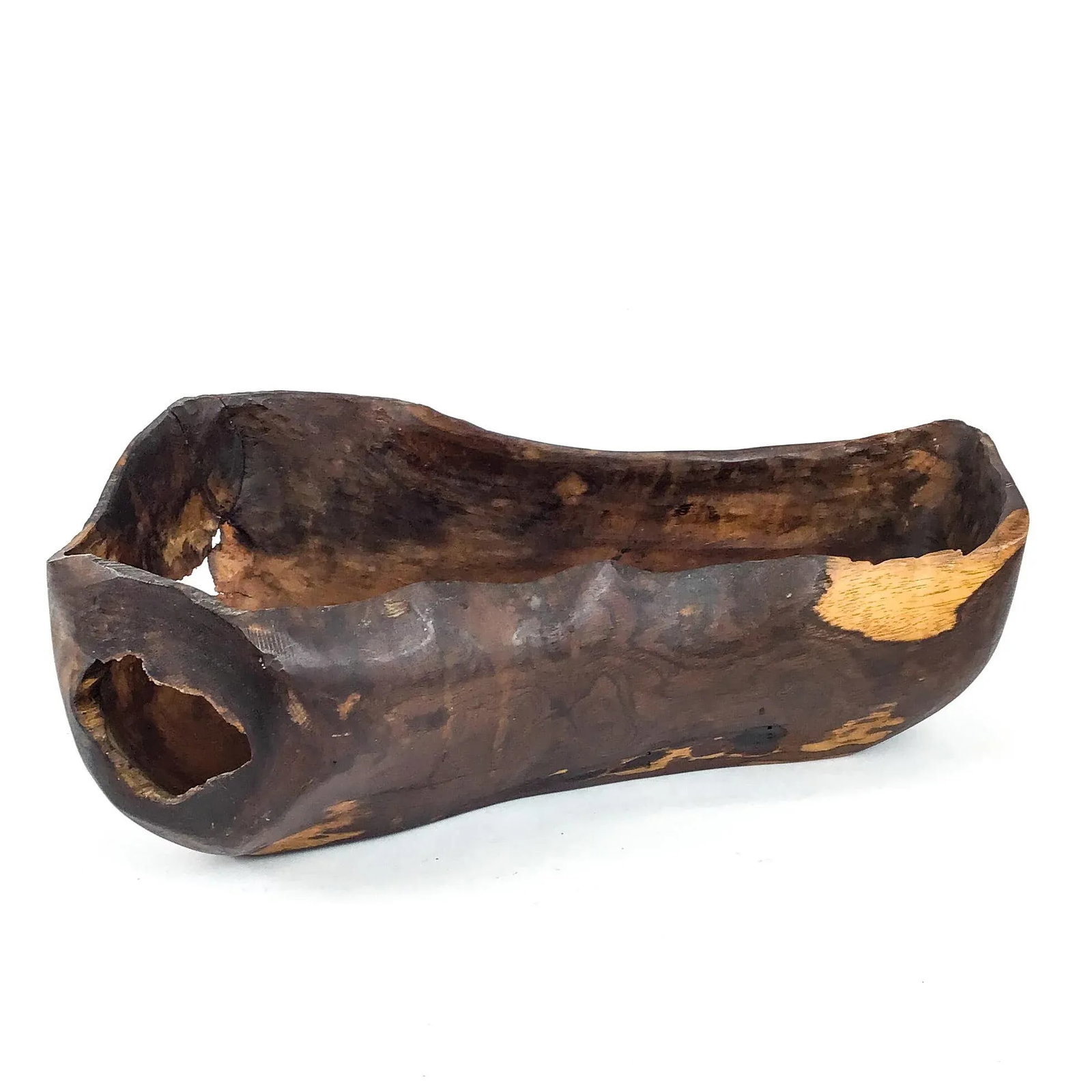 Vintage Live Edge Wood Gourd Planter Bowl Trinket Display - 6