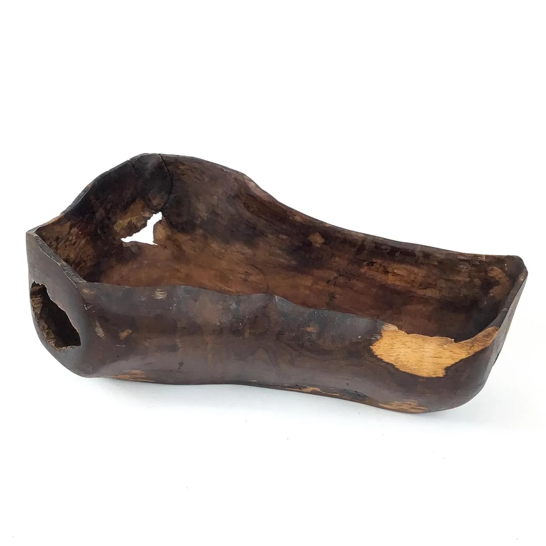 Vintage Live Edge Wood Gourd Planter Bowl Trinket Display - 7
