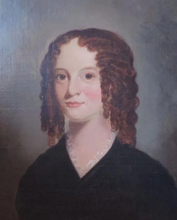 Early 19th Century English Regency Young Girl in Brown Ringlets Portrait Oil Painting in Original Gi - 3
