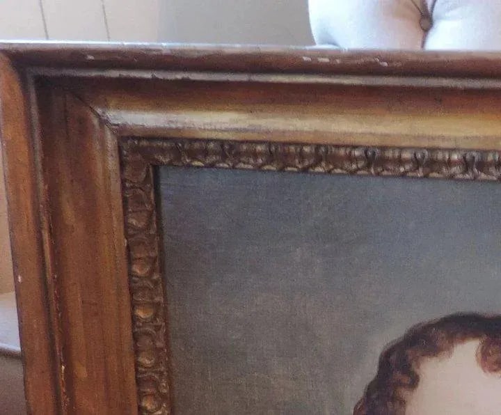 Early 19th Century English Regency Young Girl in Brown Ringlets Portrait Oil Painting in Original Gi - 4