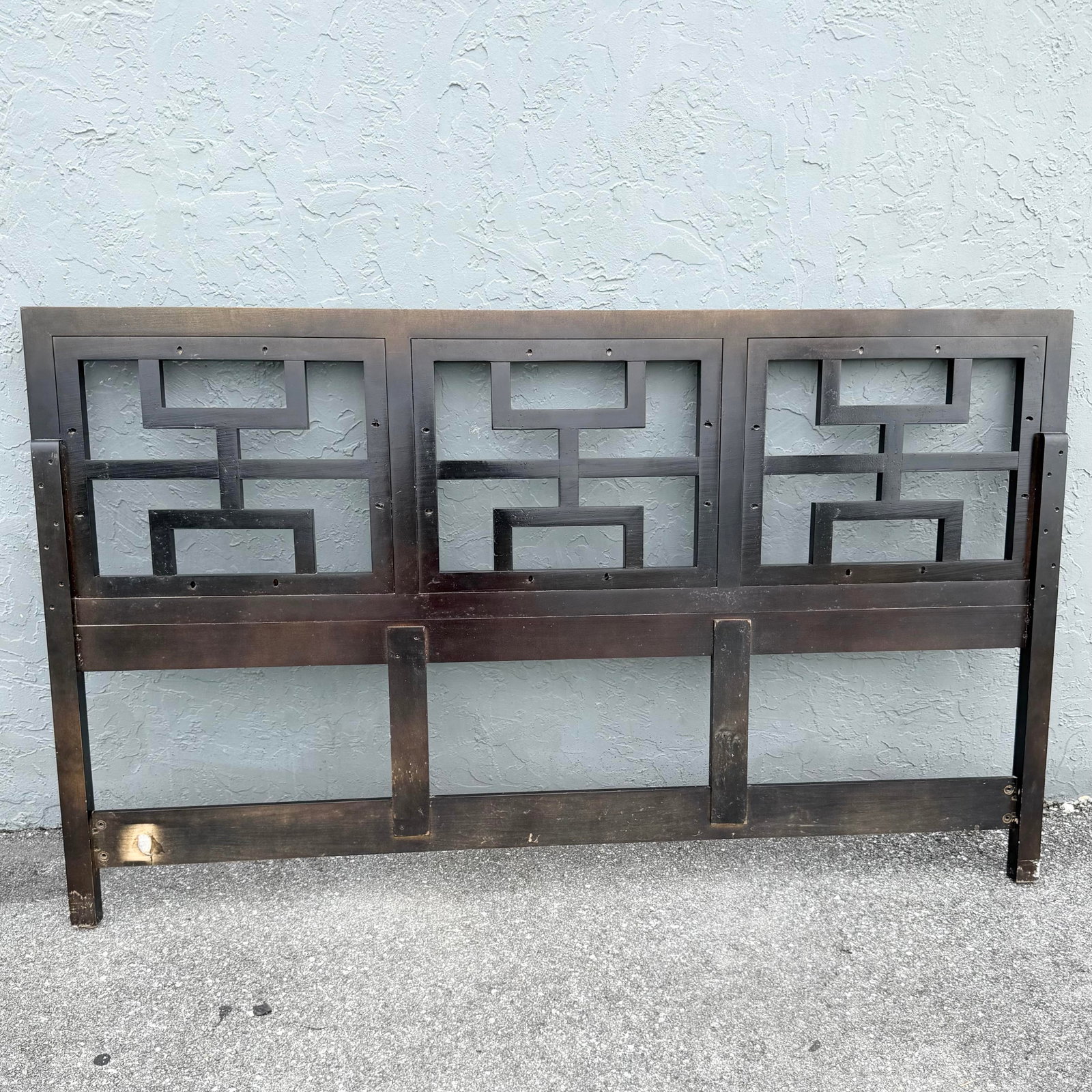 Vintage Chinoiserie Black King Size Headboard by Century - 6