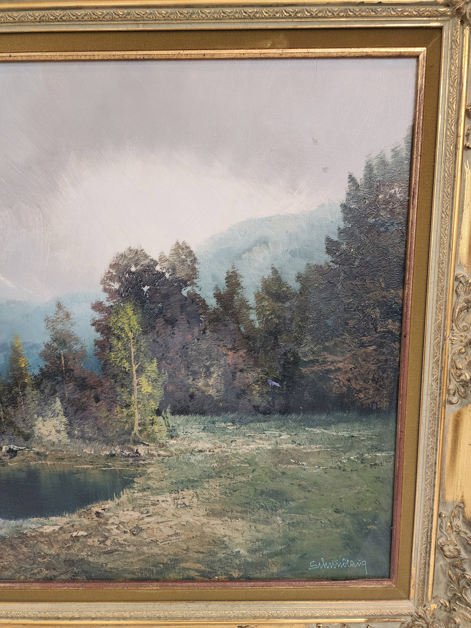 Mid 20th Century Gorgeous Original Oil Landscape Painting in the Style of the Hudson River Schools - 6