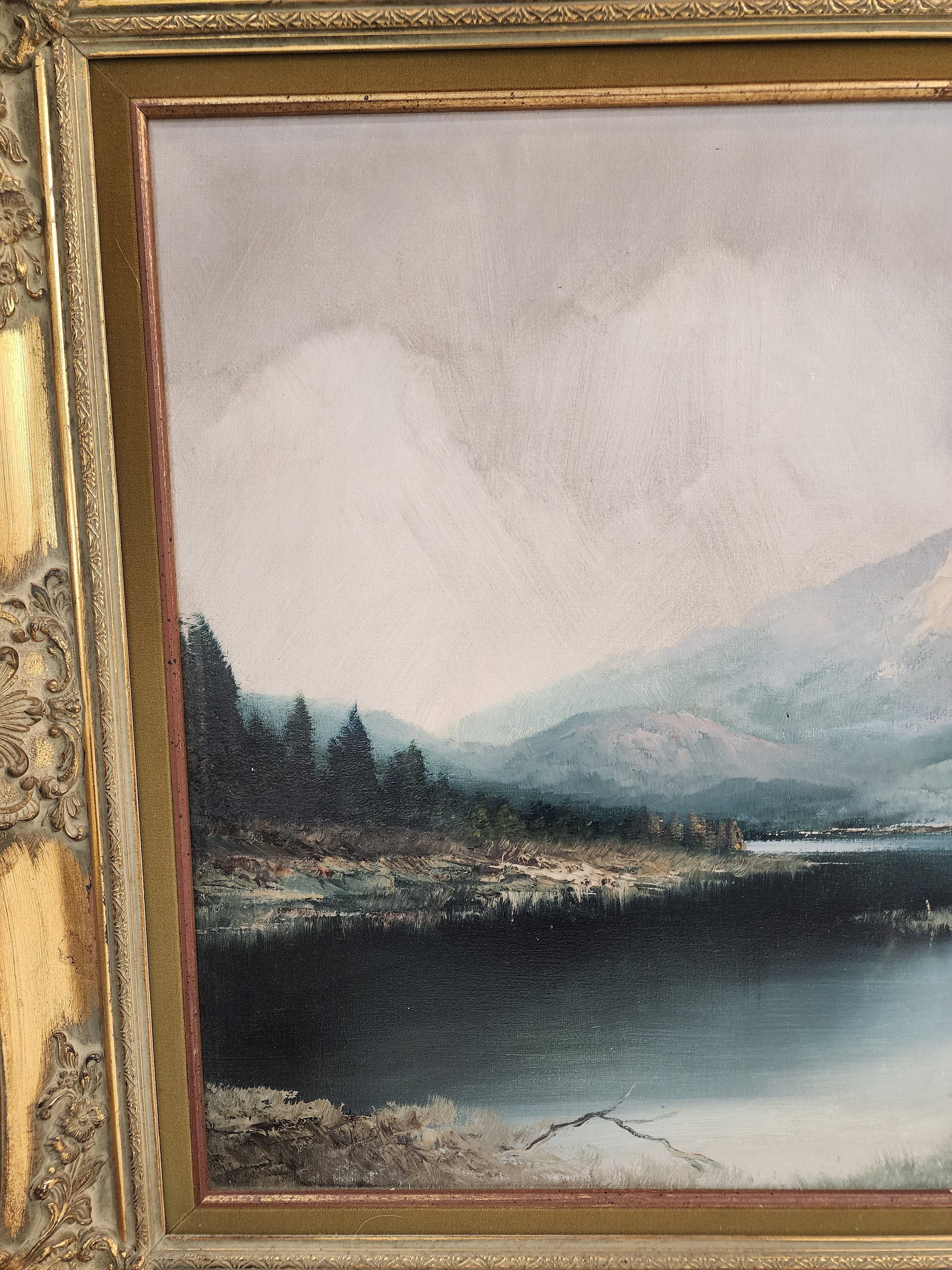 Mid 20th Century Gorgeous Original Oil Landscape Painting in the Style of the Hudson River Schools - 8