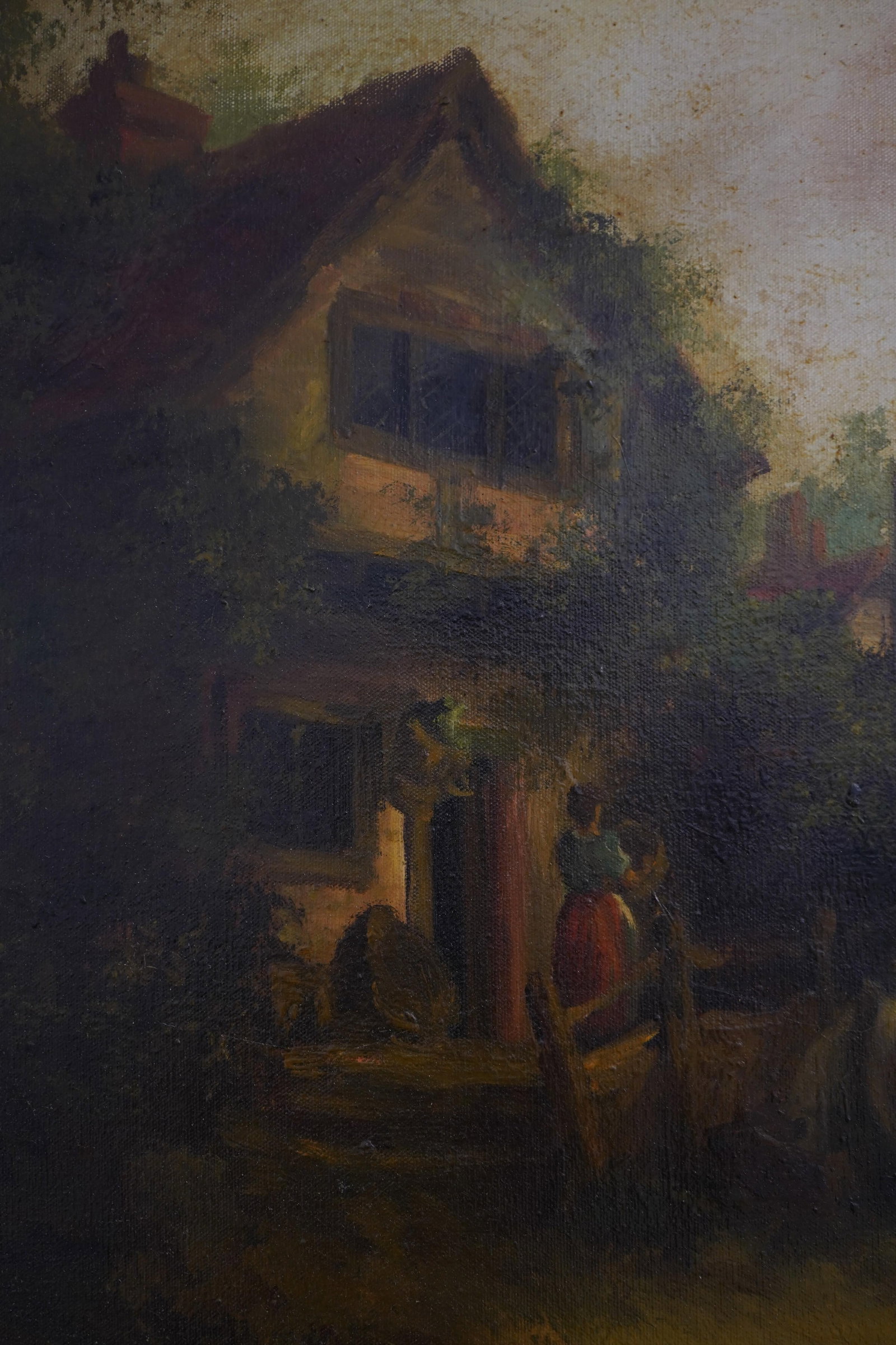 Henry Harvey Oil on Canvas Large Farm Scene Painting - Signed - 5