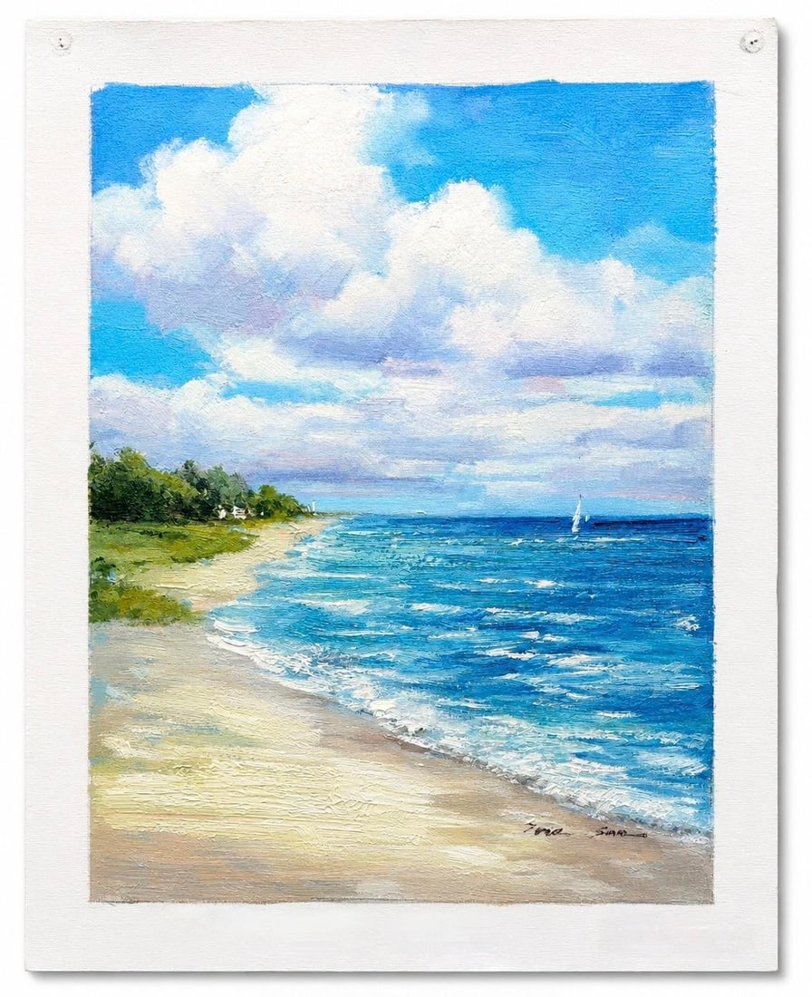 Original Coastal Seascape by Eric Son | Beach Shore Oil Painting 12x16 - 2