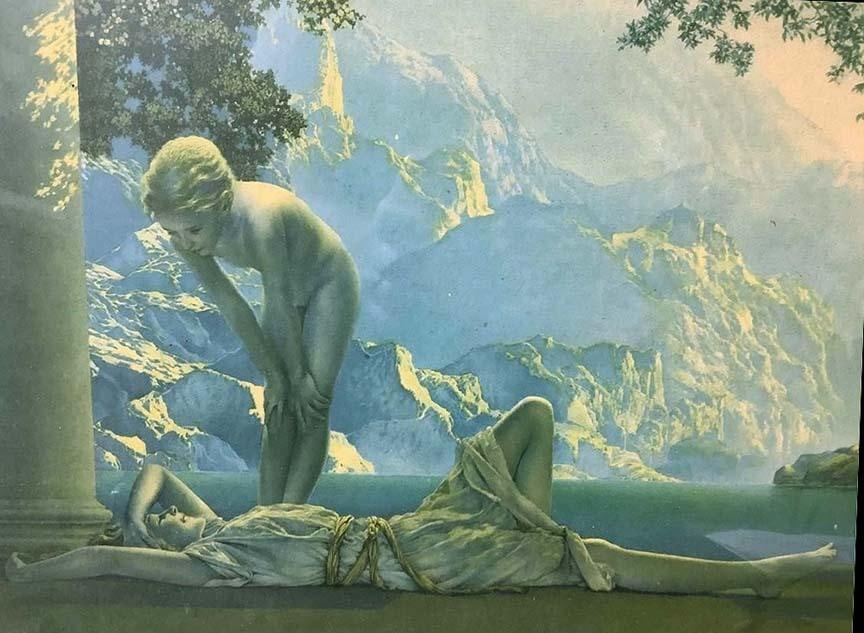 Large 1920s Maxfield Parrish "Daybreak" Lithograph - House of Art Ny, Period Frame - 2