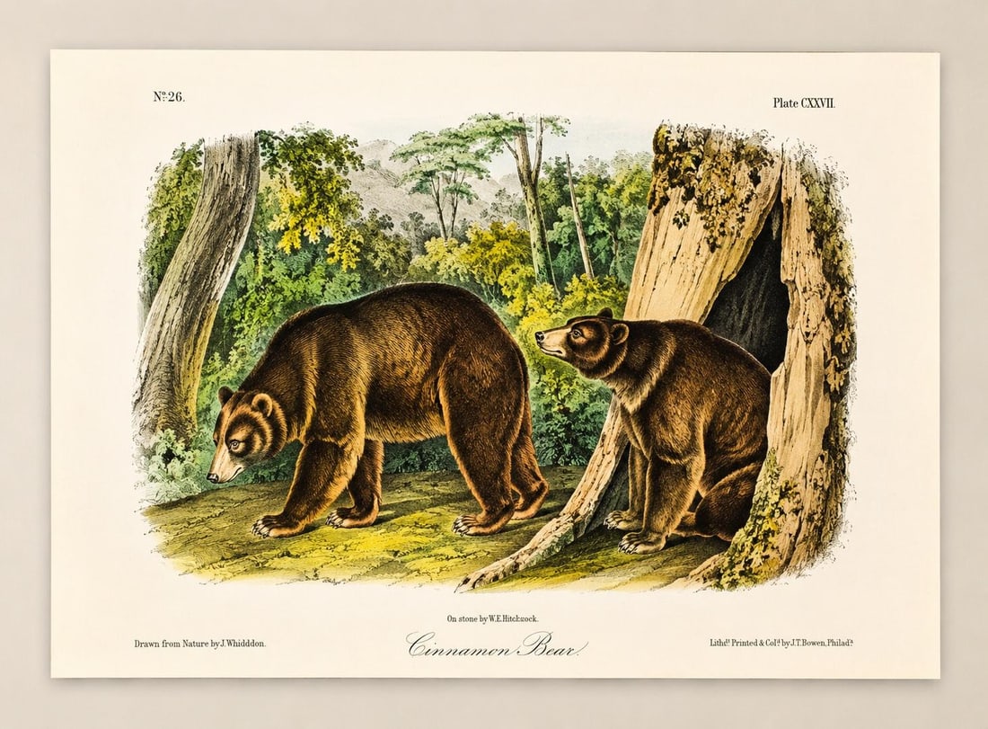 Cinnamon Bear Octavo Lithograph by John James Audubon, 1842 - 2