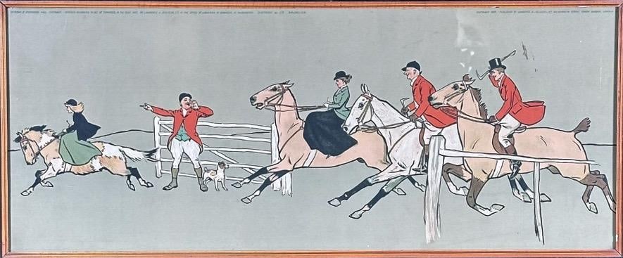 Antique Panoramic English Fox Hunting Framed Traditional Sporting Art Print - 2