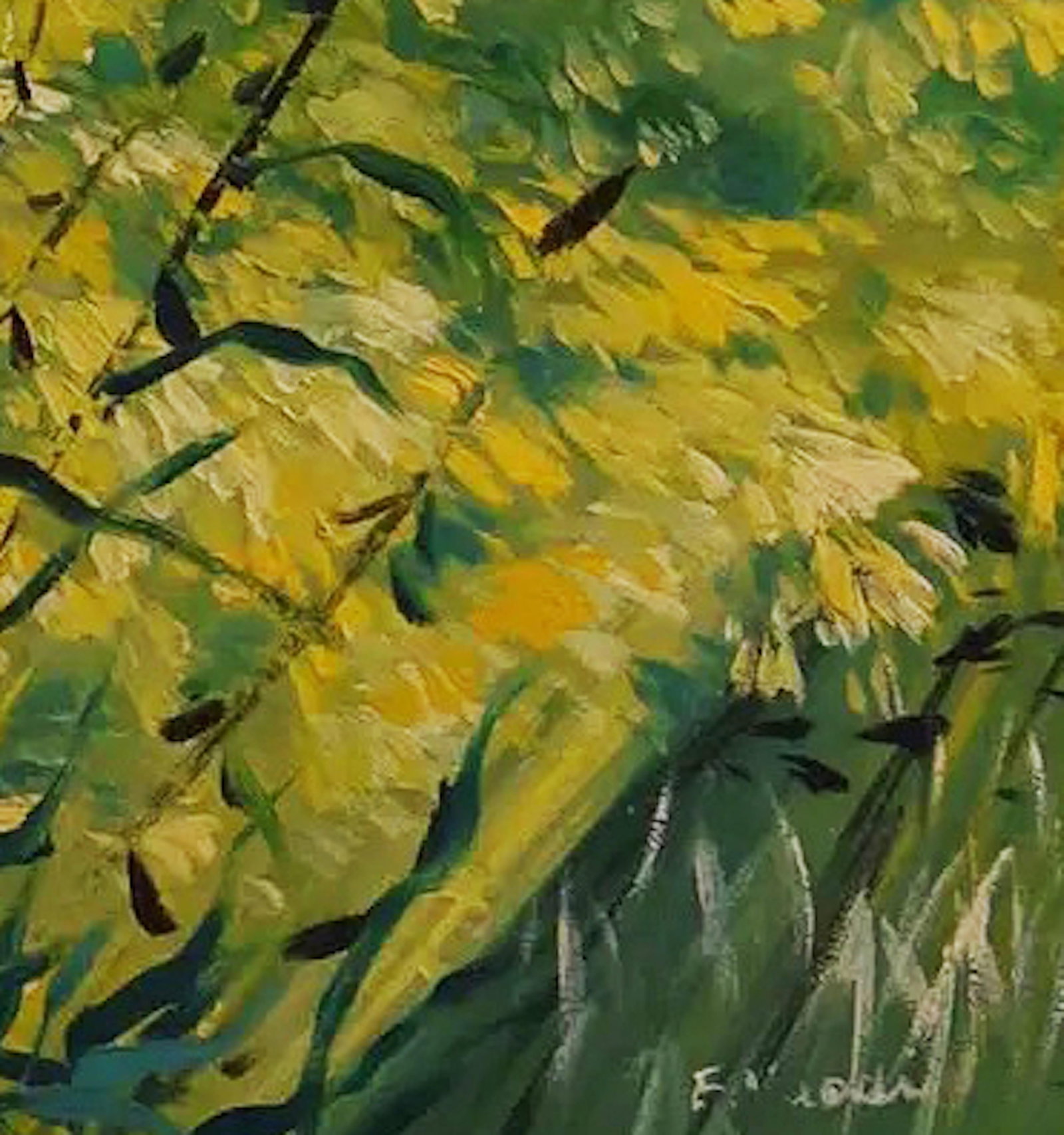 F. Vidal - Cypress and Wheat Field Landscape, Oil on Canvas - 3