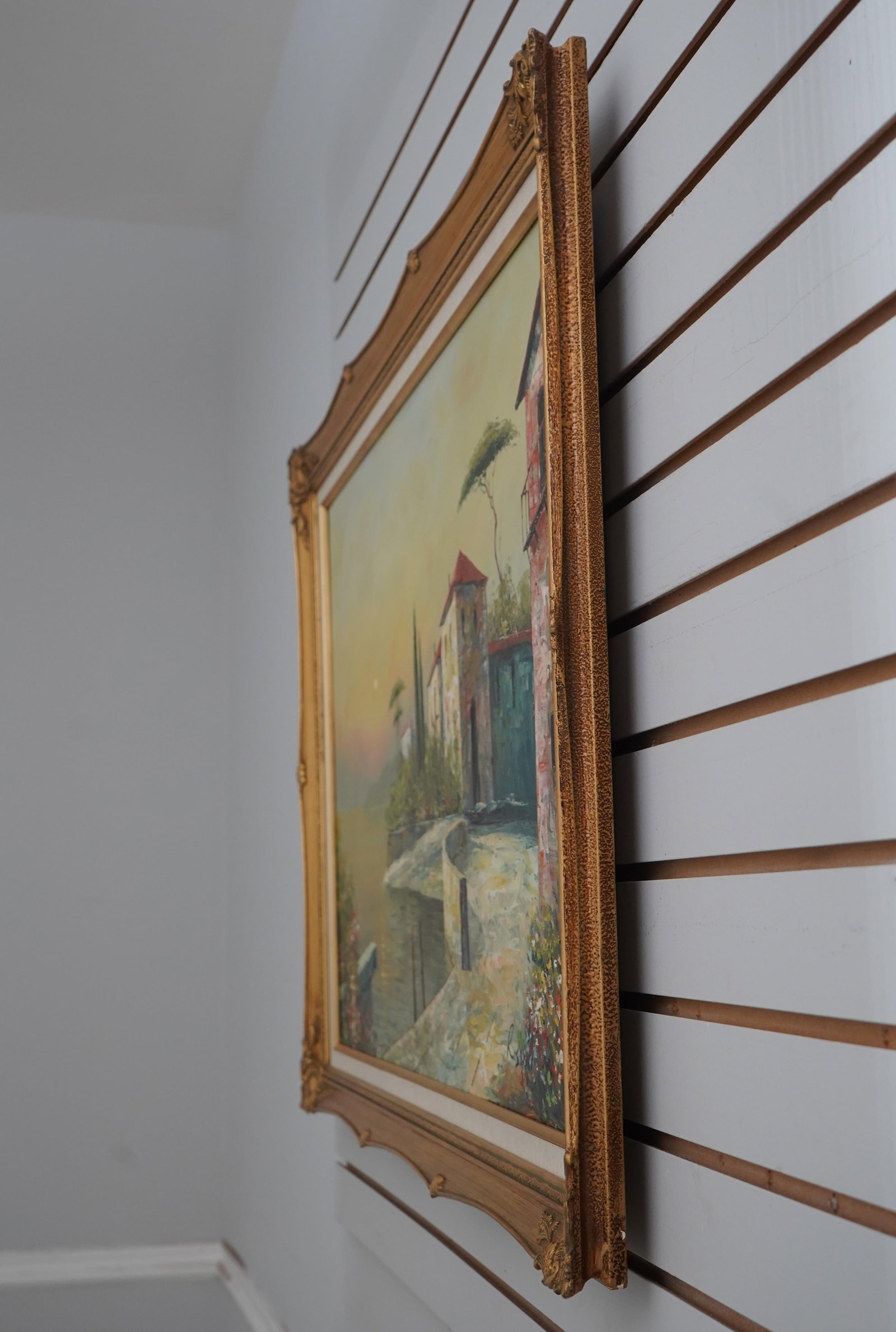 Framed Oil on Canvas Lake Scene Artist Signed - 2