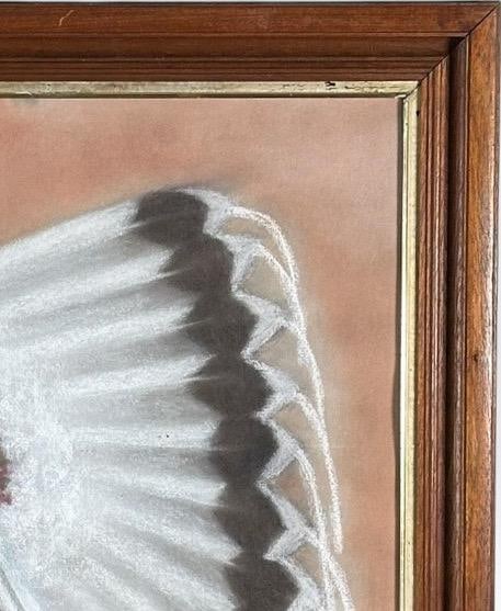 Original Vintage 1978 Western Fine Art Native American Indian Chief Red Cloud Framed Pastel Portrait - 6