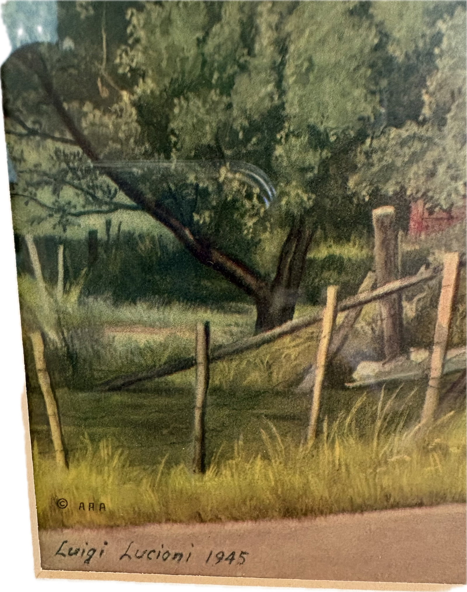 Vintage Luigi Lucioni 1945 Red Barn Series Original Frame - 2